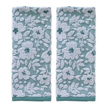 SKL Home Floral Hand Towel Set-2pc, 100% Cotton Jacquard, Gray