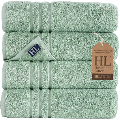 Hawmam Linen Cream 6 Piece Bath Towels Set for Bathroom Original Turkish Cotton Soft, Absorbent and Premium 2 Bath Towels, 2 Hand Towels, 2 Washcloths (Sea Salt)
