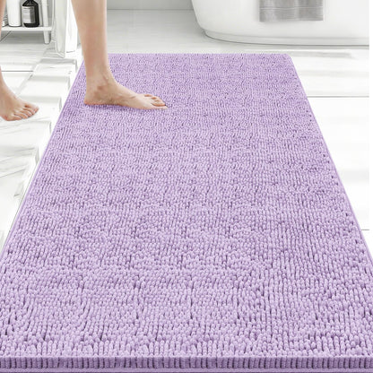 Bcoimo Bath Rug Mat,Sage Chenille High Absorbent Long Bathroom Runner Rugs