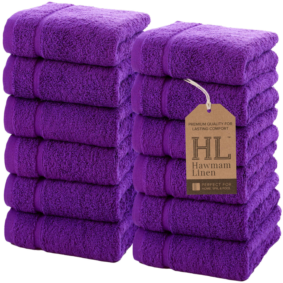 Hawmam Linen Cream 6 Piece Bath Towels Set for Bathroom Original Turkish Cotton Soft, Absorbent and Premium 2 Bath Towels, 2 Hand Towels, 2 Washcloths (Sea Salt)