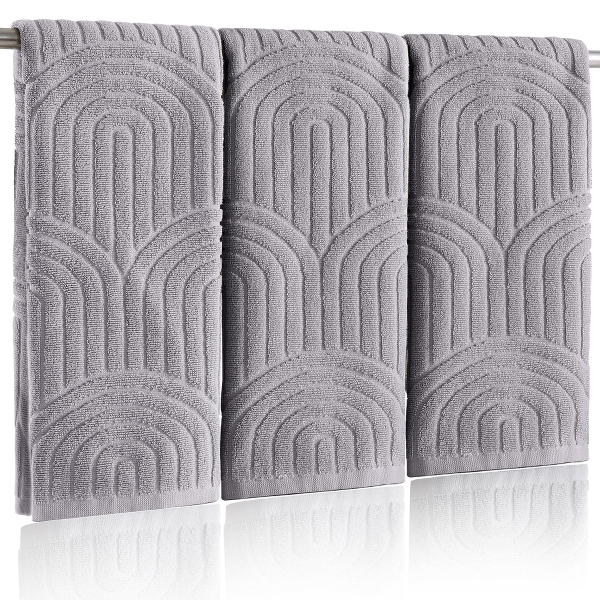 Boho 100% Cotton Towels - 3 Pcs 16 x 26 inches Hand Towels Set Ultra Soft and Highly Absorbent for Bathroom or Kitchen, Hotels, Spa