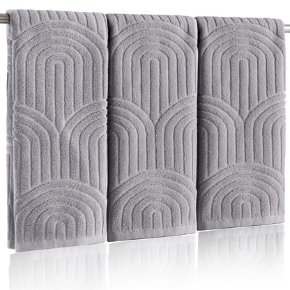 Boho 100% Cotton Towels - 3 Pcs 16 x 26 inches Hand Towels Set Ultra Soft and Highly Absorbent for Bathroom or Kitchen, Hotels, Spa