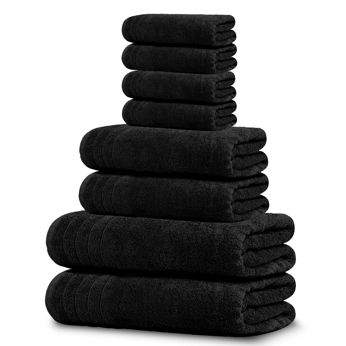 Tens Towels 8 Piece Towel Set, 2 XL Bath, 2 Hand, 4 Washcloth, Dark Grey