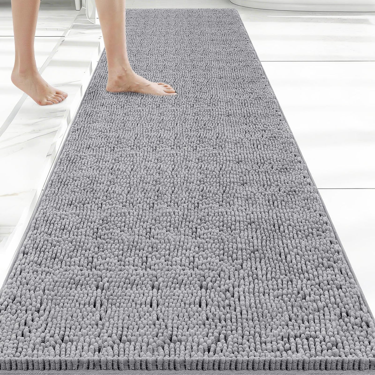 Bcoimo Small Bath Rug Mat,24x17 Chenille High Absorbent Latte Bathroom Mats