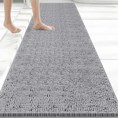 Bcoimo Bath Rug Mat,Sage Chenille High Absorbent Long Bathroom Runner Rugs