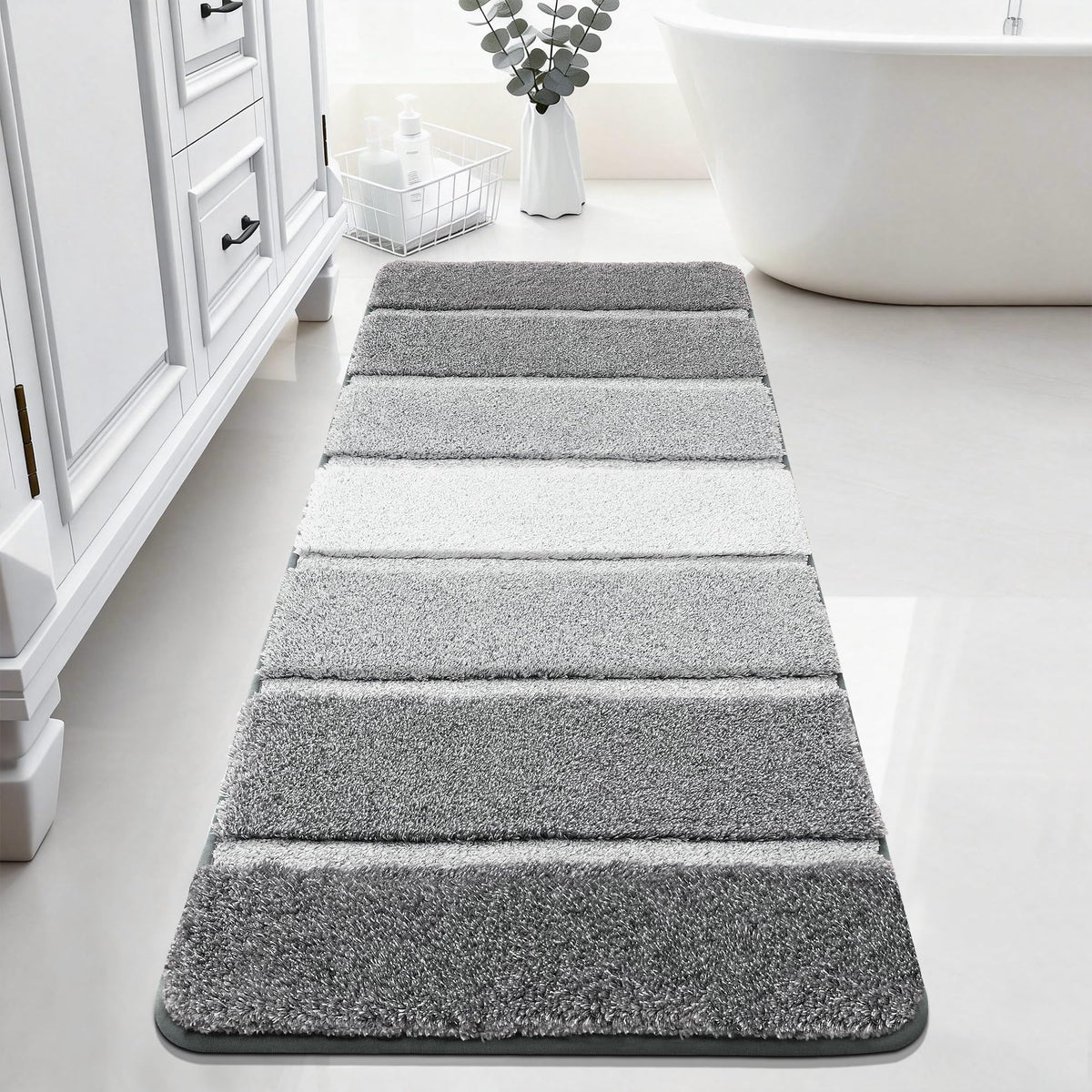 COSY HOMEER Bathroom Rugs 24x17,Ultra Soft Absorbent Bath Mat,Grey