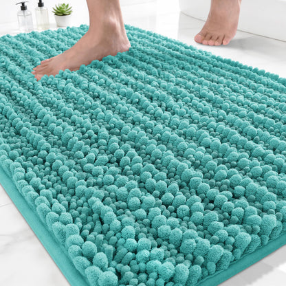 Yimobra Bathroom Rugs Non Slip Washable 32x20 Inch - Ultra Soft Absorbent Chenille Bath Mat, Quick Dry Shaggy Floor Carpet for Tub Shower, Gray Home Decor Accessories