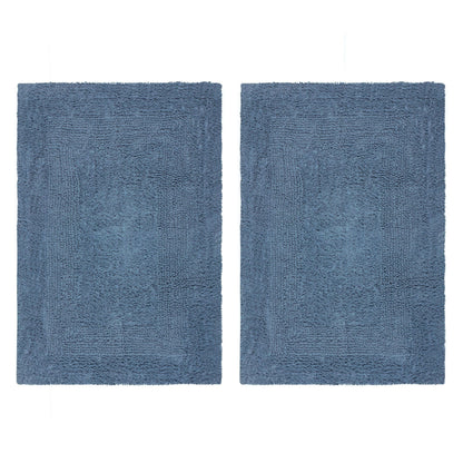 COTTON CRAFT 2 Pack Reversible Bath Mat Rug - Soft Luxurious -17x24- Ivory