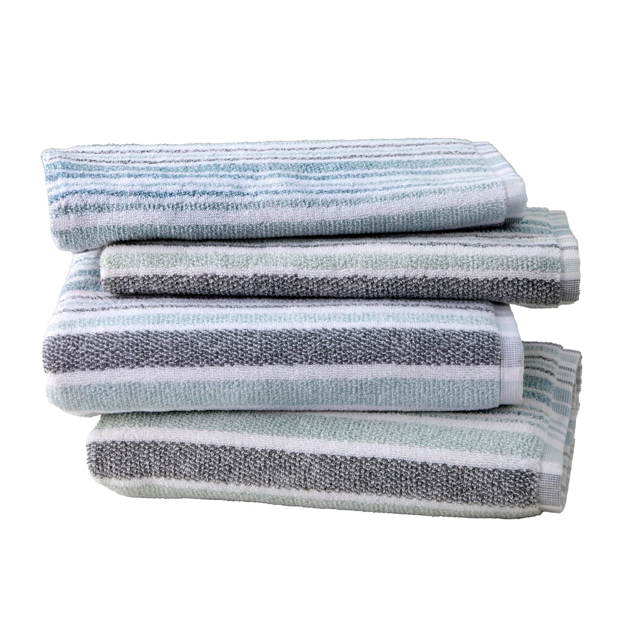 SKL Home Seabrook Stripe Hand Towel Set-2pc, Premium 100% Cotton, Teal