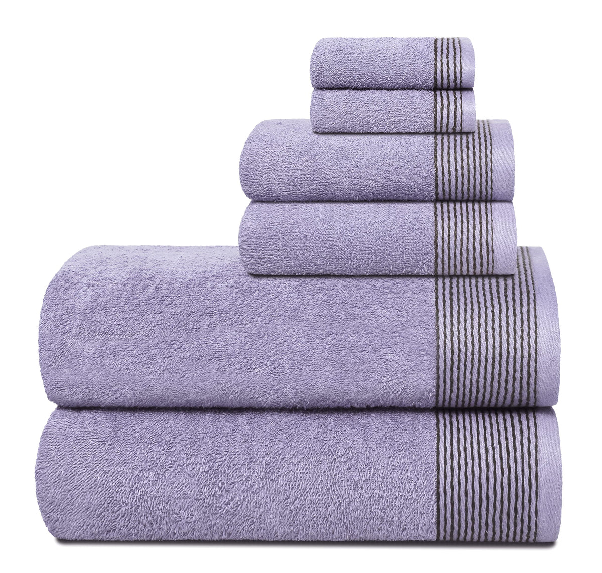 Belizzi Home 100% Cotton Ultra Soft 6 Pack Towel Set, Contains 2 Bath Towels 28x55 inchs, 2 Hand Towels 16x24 inchs & 2 Washcloths 12x12 inchs, Compact Lightweight & Highly Absorbant - Black