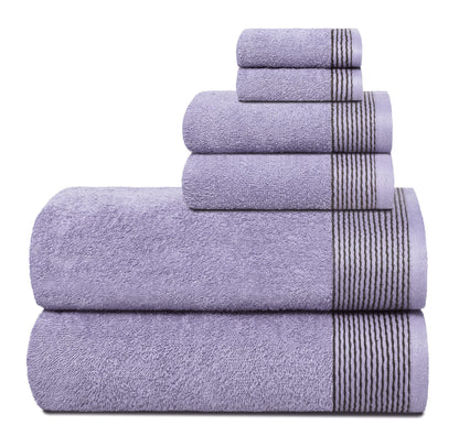 Belizzi Home 100% Cotton Ultra Soft 6 Pack Towel Set, Contains 2 Bath Towels 28x55 inchs, 2 Hand Towels 16x24 inchs & 2 Washcloths 12x12 inchs, Compact Lightweight & Highly Absorbant - Black