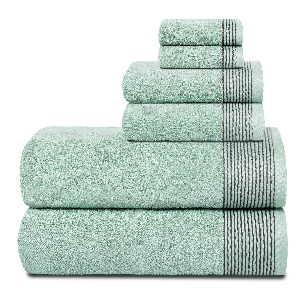 Belizzi Home 100% Cotton Ultra Soft 6 Pack Towel Set, Contains 2 Bath Towels 28x55 inchs, 2 Hand Towels 16x24 inchs & 2 Washcloths 12x12 inchs, Compact Lightweight & Highly Absorbant - Black