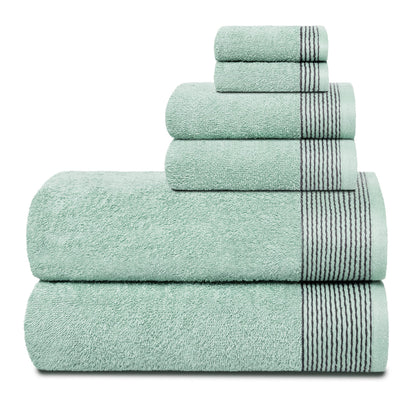 Belizzi Home 100% Cotton Ultra Soft 6 Pack Towel Set, Contains 2 Bath Towels 28x55 inchs, 2 Hand Towels 16x24 inchs & 2 Washcloths 12x12 inchs, Compact Lightweight & Highly Absorbant - Black