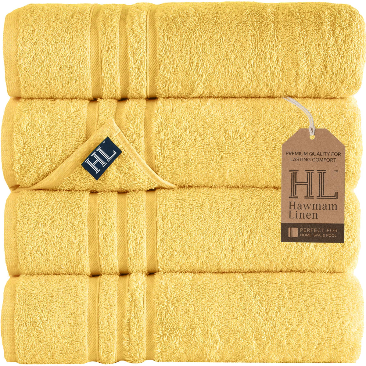 Hawmam Linen Cream 6 Piece Bath Towels Set for Bathroom Original Turkish Cotton Soft, Absorbent and Premium 2 Bath Towels, 2 Hand Towels, 2 Washcloths (Sea Salt)