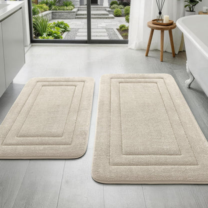 YIHOUSE 2-Piece Towel-Like Memory Foam Bathroom Rug Set, Dark Grey