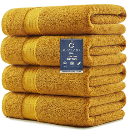 COZYART Luxury Bath Towels 4 PCS, 27x54 650 GSM Turkish Cotton Burnt Orange