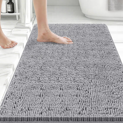 Bcoimo Bath Rug Mat,Sage Chenille High Absorbent Long Bathroom Runner Rugs