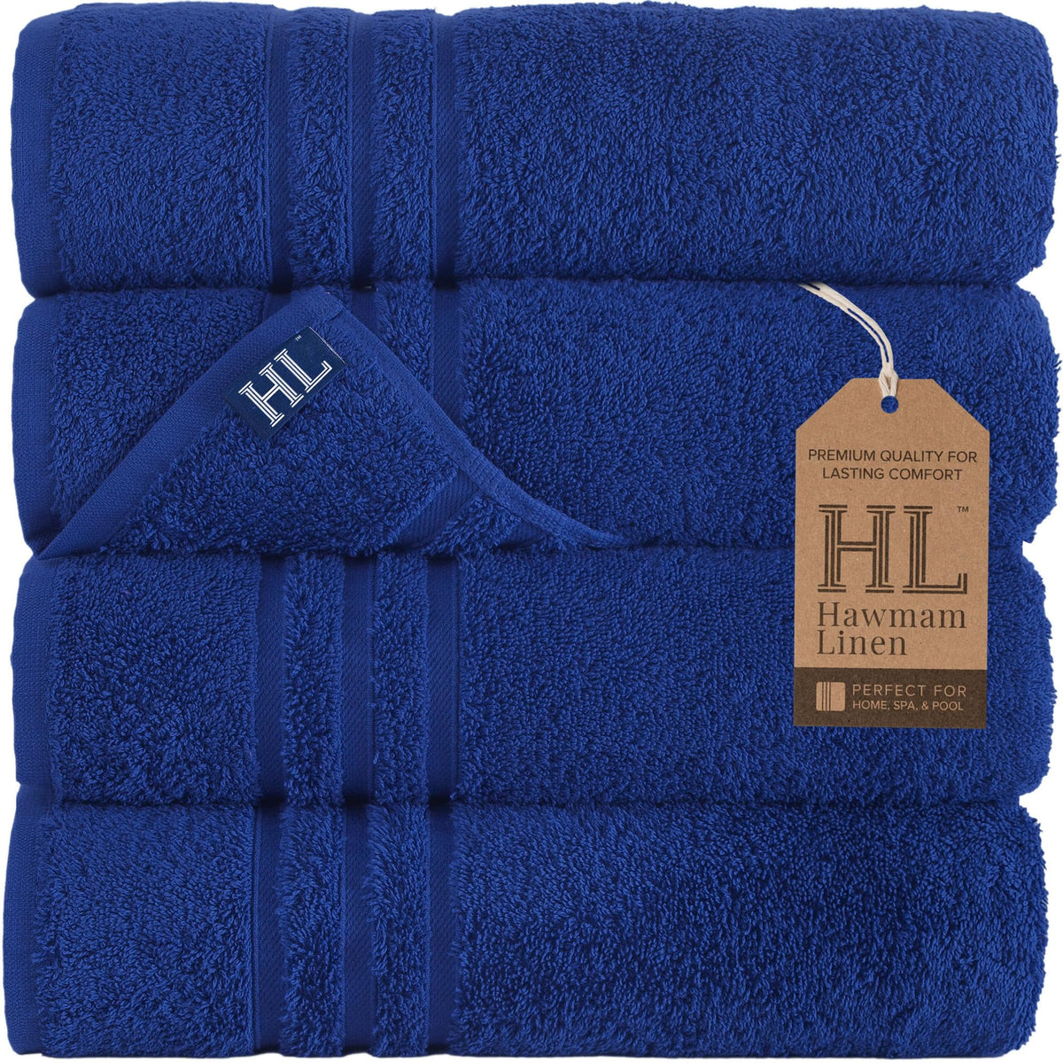 Hawmam Linen Cream 6 Piece Bath Towels Set for Bathroom Original Turkish Cotton Soft, Absorbent and Premium 2 Bath Towels, 2 Hand Towels, 2 Washcloths (Sea Salt)