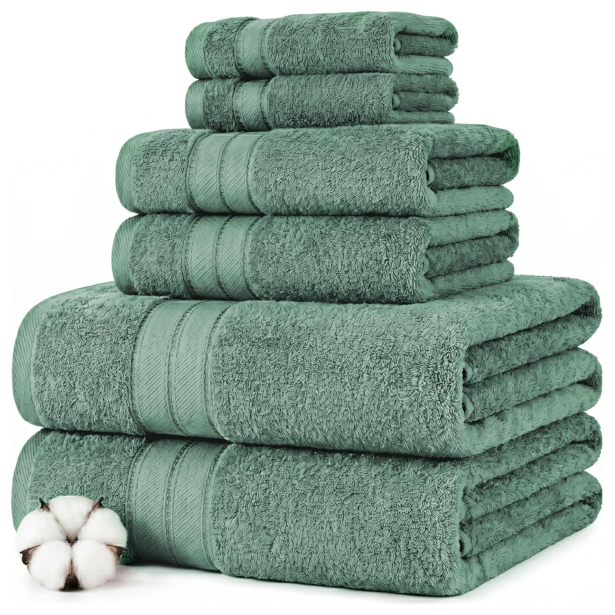 Modern Threads Spun Loft 6 Piece Bath Towel Set – 2 Bath Towels, 2 Hand Towels & 2 Washcloths – 100% Cotton, 600 GSM, Plush, Soft & Absorbent (Blush)