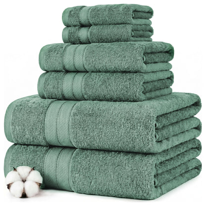 Modern Threads Spun Loft 6 Piece Bath Towel Set – 2 Bath Towels, 2 Hand Towels & 2 Washcloths – 100% Cotton, 600 GSM, Plush, Soft & Absorbent (Blush)