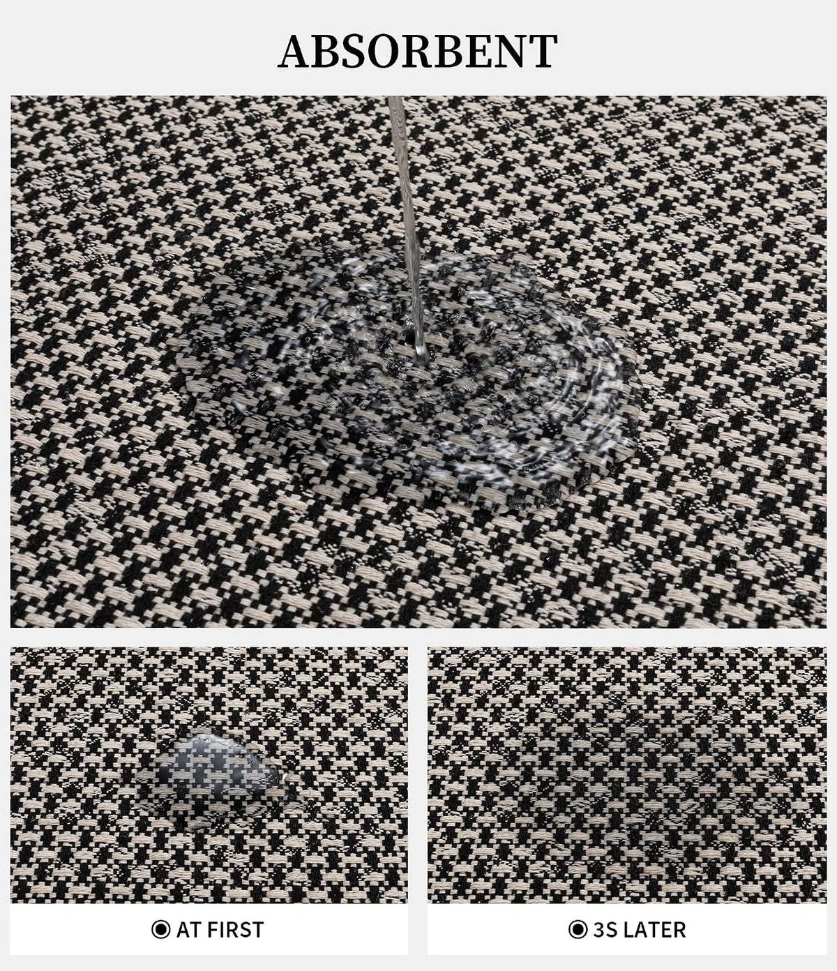 YIHOUSE Black Bathroom Rugs Sets 2 Pieces,Thin Bath Mat Quick Dry