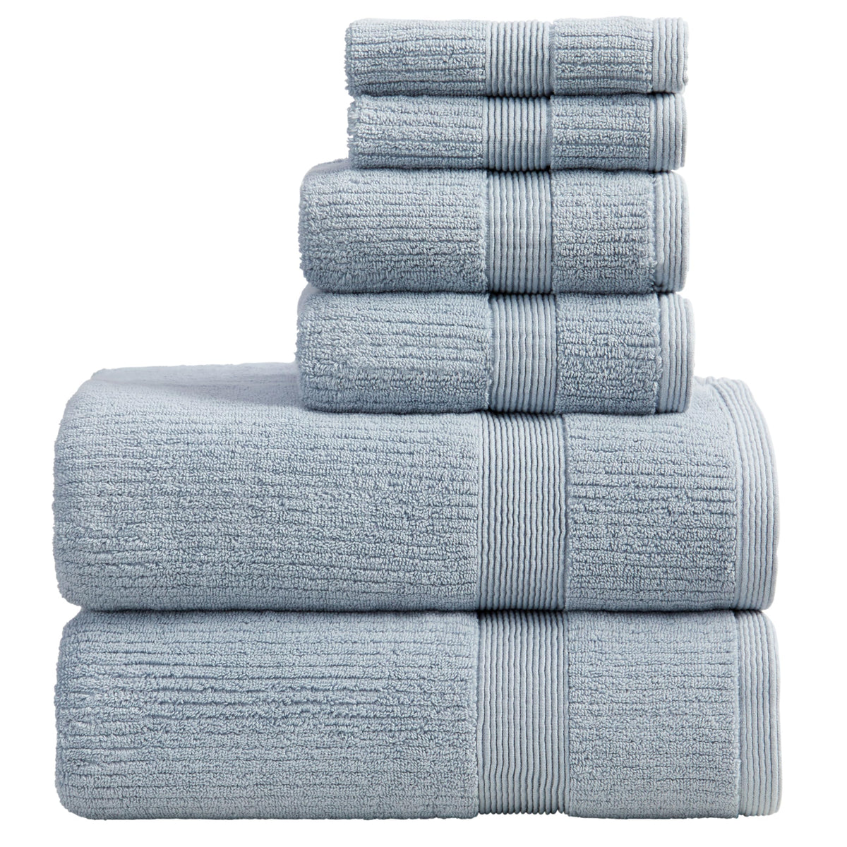 Springtree Home 100% Cotton Bath Towel Set | 6-Piece Set | Textured | Blue