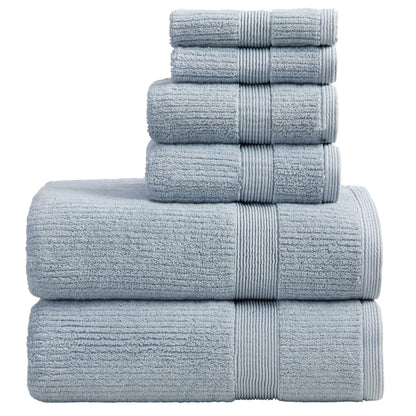 Springtree Home 100% Cotton Bath Towel Set | 6-Piece Set | Textured | Blue