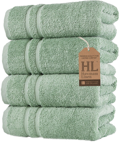 Hawmam Linen Cream 6 Piece Bath Towels Set for Bathroom Original Turkish Cotton Soft, Absorbent and Premium 2 Bath Towels, 2 Hand Towels, 2 Washcloths (Sea Salt)