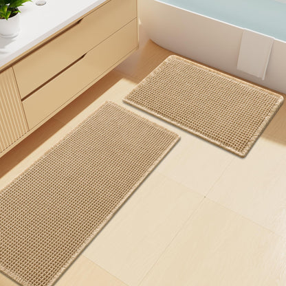 Smiry Waffle Bathroom Rugs Sets 2 Piece (30x20+24x16, Brown)