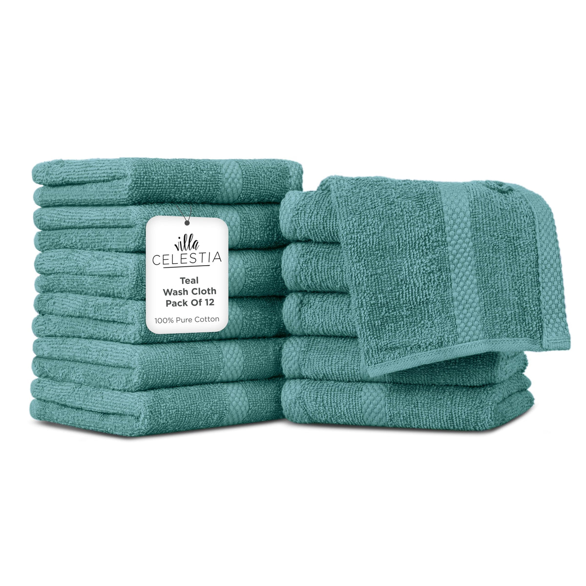 Villa Celestia 100% Cotton Bath Towel Set of 18-4 Bath Towels, 6 Hand Towels, 8 Wash Cloths, Sustainable, Soft, Highly Absorbent, Combed Cotton 18 Piece Set for Hotels, Spa, Bathroom, Dorm, Blue