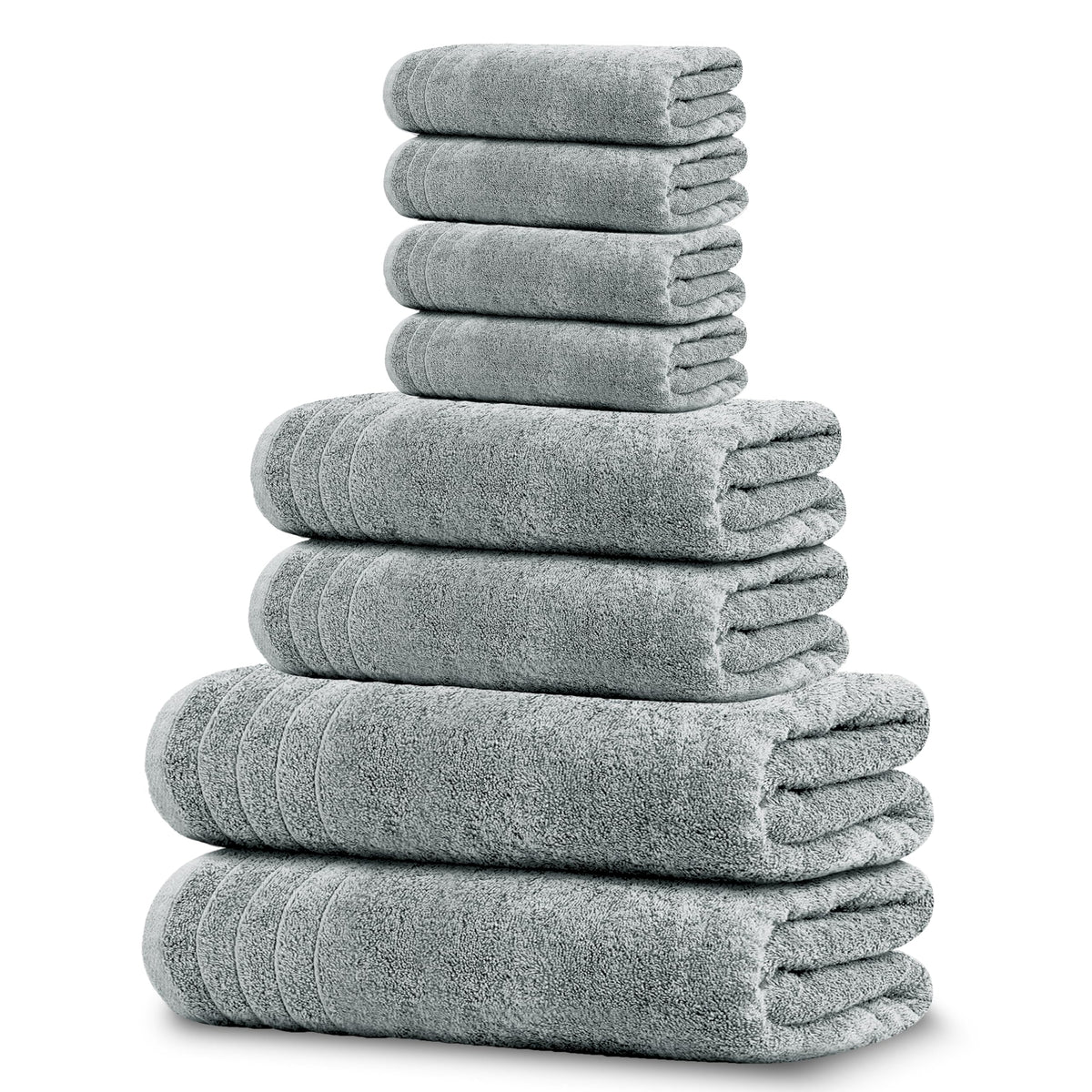 Tens Towels 8 Piece Towel Set, 2 XL Bath, 2 Hand, 4 Washcloth, Dark Grey