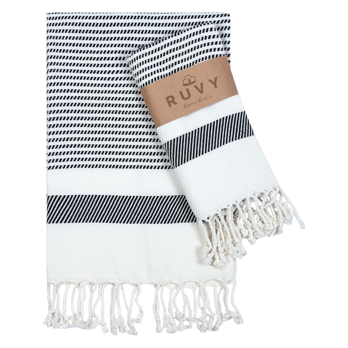 Ruvy Home Basics Turkish Hand Towels for Bathroom Set of 2 | 18"x40", Cotton | Decorative Towel for Bathroom, Kitchen, Dishcloth, Tea, Yoga, Face, Gym - Beige