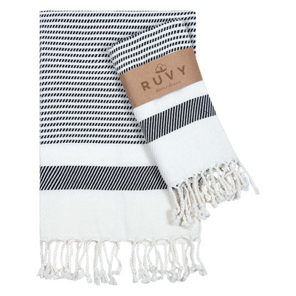 Ruvy Home Basics Turkish Hand Towels for Bathroom Set of 2 | 18"x40", Cotton | Decorative Towel for Bathroom, Kitchen, Dishcloth, Tea, Yoga, Face, Gym - Beige