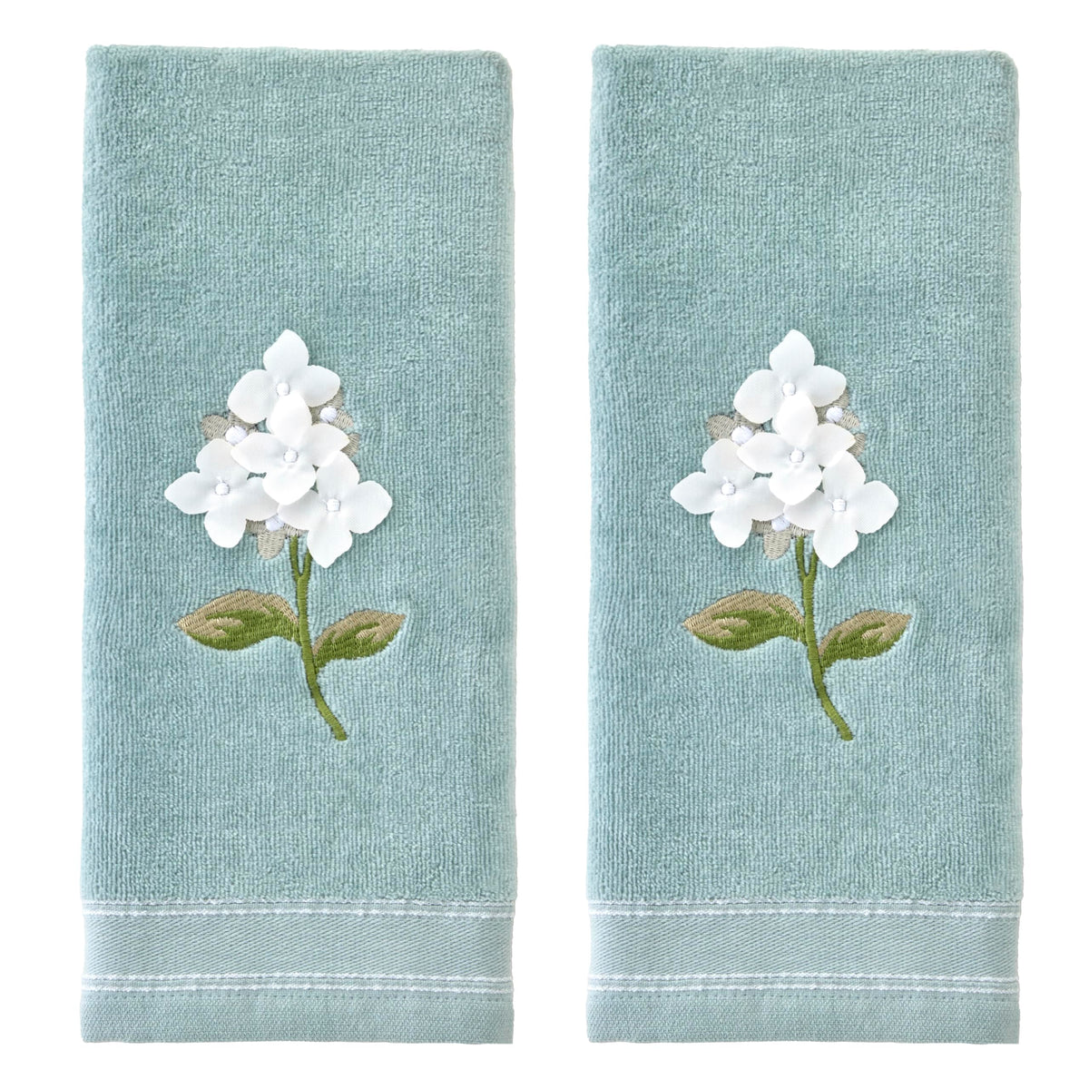 SKL Home Floral Hand Towel Set-2pc, 100% Cotton Jacquard, Gray