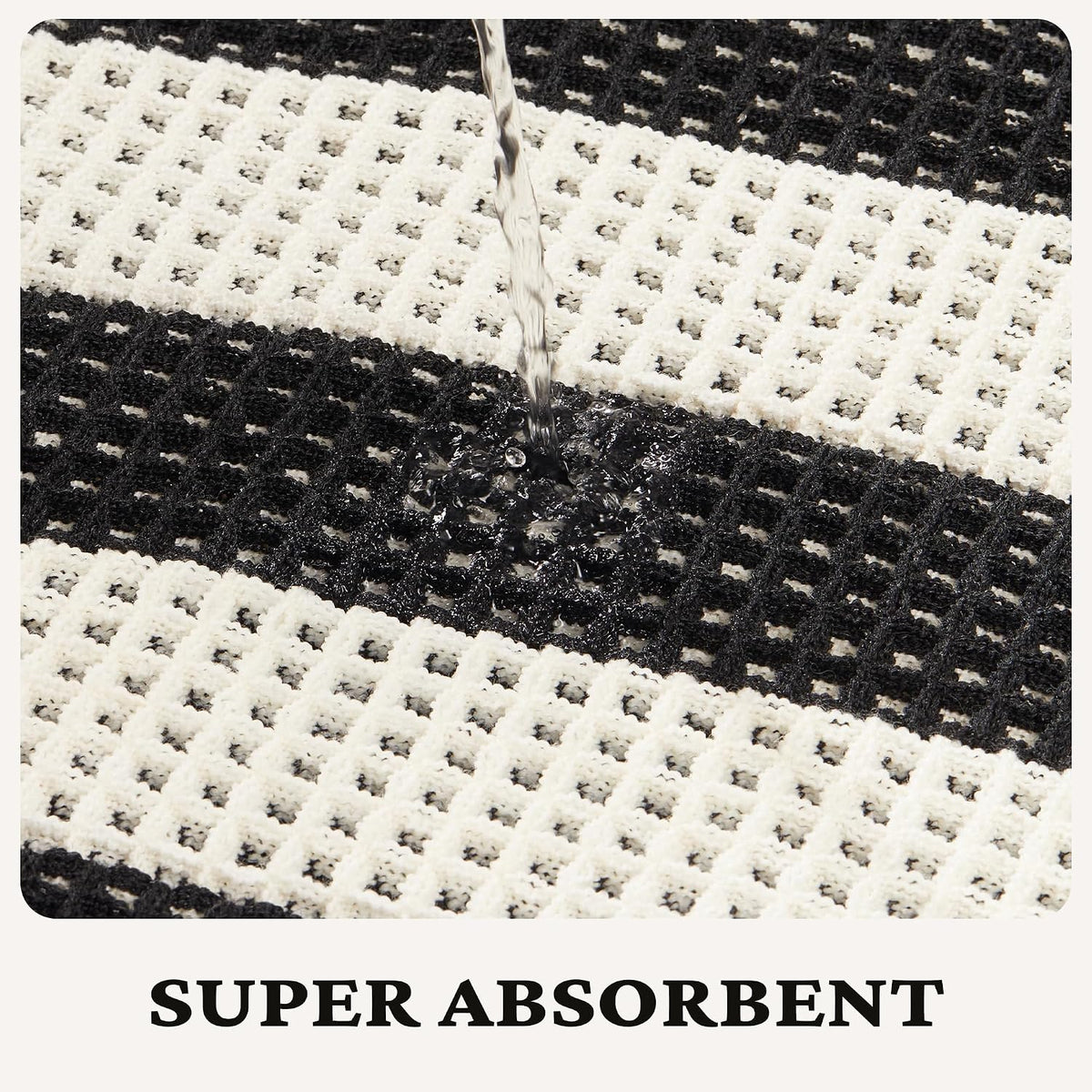 MatEssenz Waffle Bath Mat, 20x32, Black White