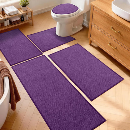 YIHOUSE Gray Bathroom Rugs Sets 3 Piece, Quick Dry Thin Bath Mat with Toilet Rug, Non Slip Absorbent Machine Washable, Bath Runner Rugs for Bathtub Sink Home Decor