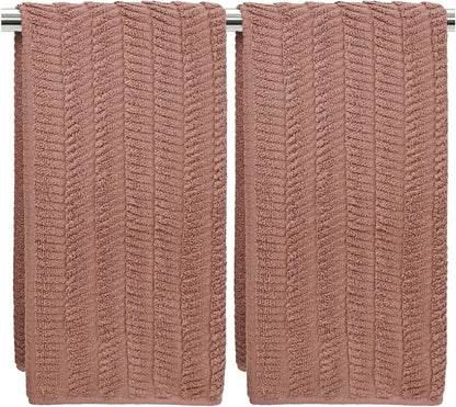 Fall Hand Towels Set of 2 - Bathroom & Kitchen Towels, Jacquard(Terracotta)