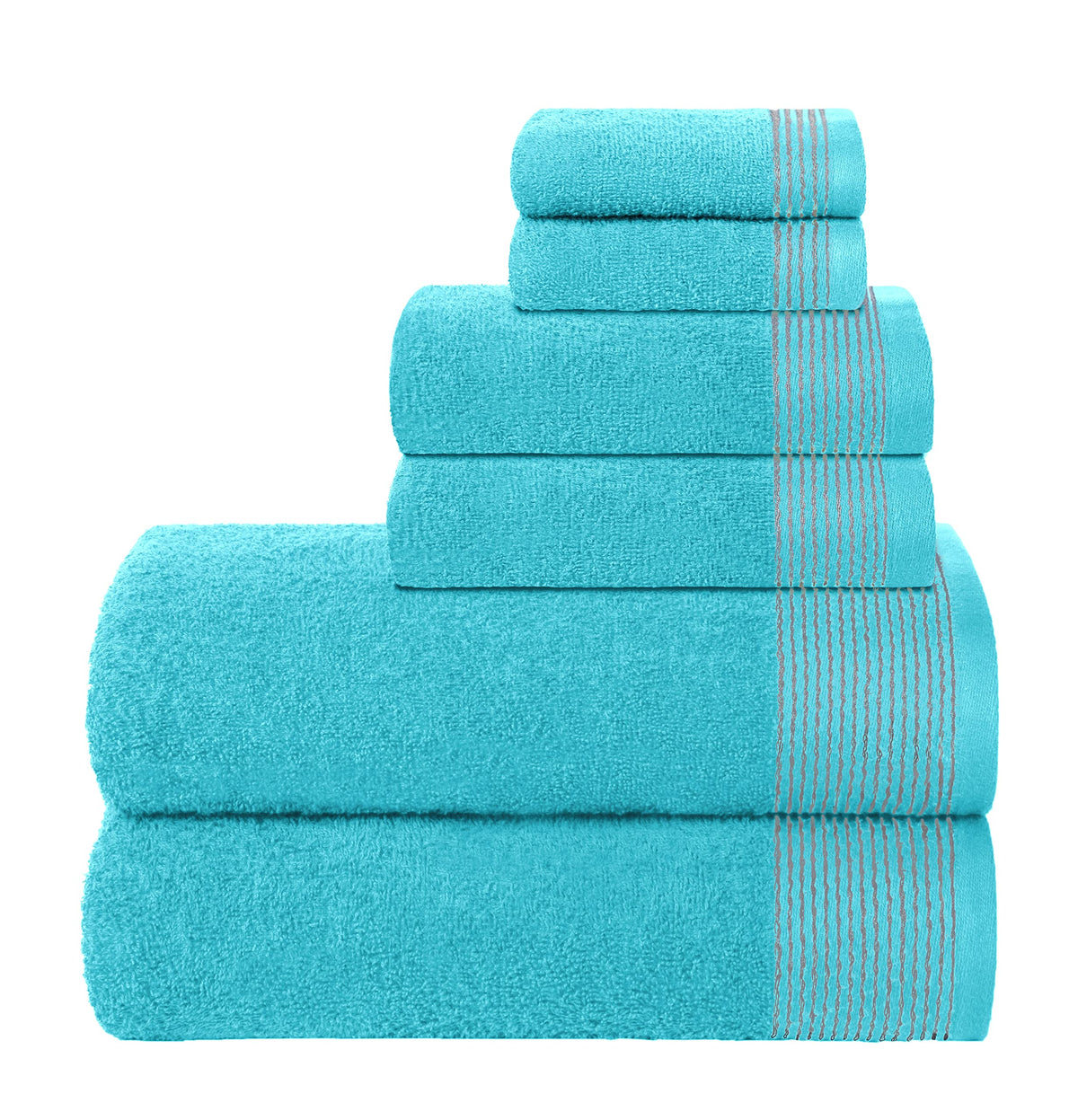 Belizzi Home 100% Cotton Ultra Soft 6 Pack Towel Set, Contains 2 Bath Towels 28x55 inchs, 2 Hand Towels 16x24 inchs & 2 Washcloths 12x12 inchs, Compact Lightweight & Highly Absorbant - Black