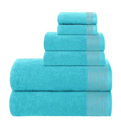 Belizzi Home 100% Cotton Ultra Soft 6 Pack Towel Set, Contains 2 Bath Towels 28x55 inchs, 2 Hand Towels 16x24 inchs & 2 Washcloths 12x12 inchs, Compact Lightweight & Highly Absorbant - Black
