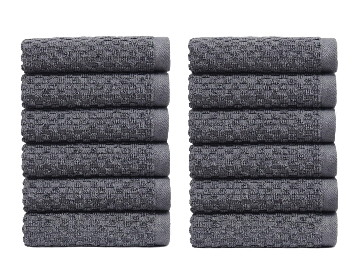 COTTON CRAFT Euro Spa Waffle Weave Bath Towels - Set of 4 Grey Towels