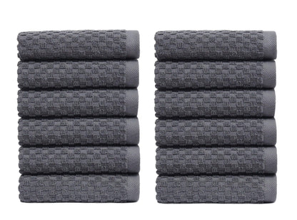 COTTON CRAFT Euro Spa Waffle Weave Bath Towels - Set of 4 Grey Towels
