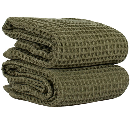 PÜSKÜL Natural 100% Turkish Cotton Waffle Hand and Kitchen Towels Set of 3