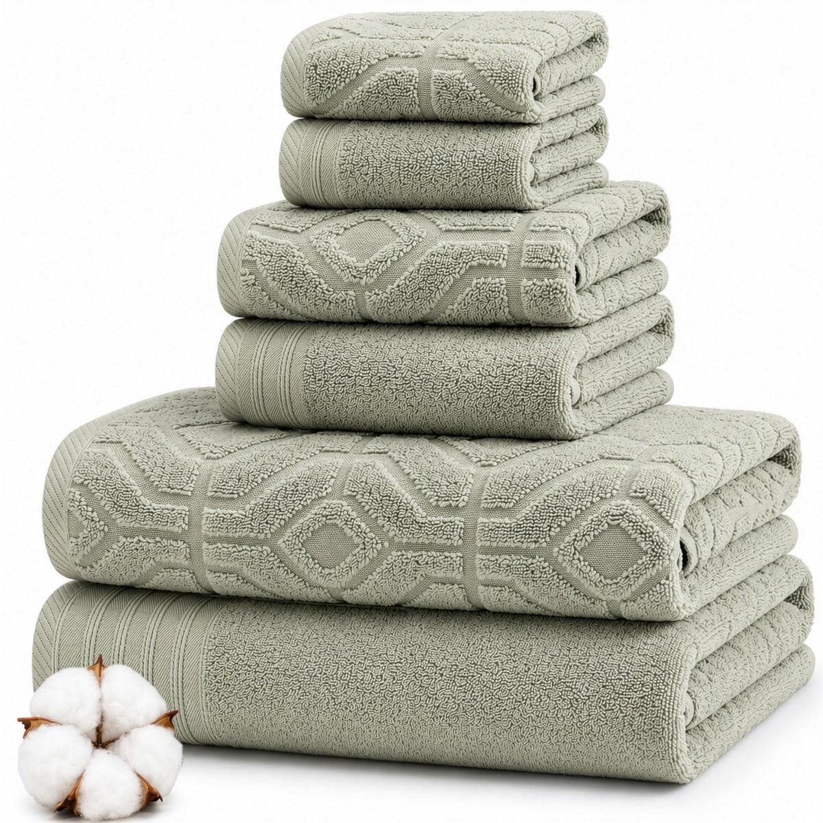 Modern Threads 6 Piece Bath Towel Set – Bathroom Towel Set with 2 Bath Towels, 2 Hand Towels & 2 Washcloths – 100% Cotton, Soft & Absorbent – Waffle (Classic Taupe)
