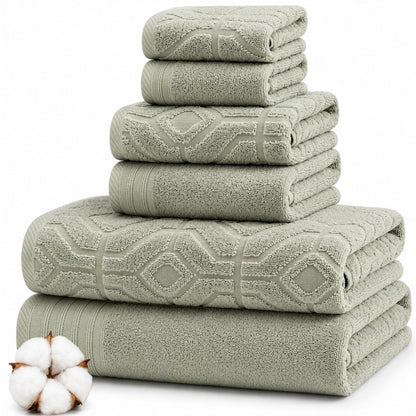 Modern Threads 6 Piece Bath Towel Set – Bathroom Towel Set with 2 Bath Towels, 2 Hand Towels & 2 Washcloths – 100% Cotton, Soft & Absorbent – Waffle (Classic Taupe)