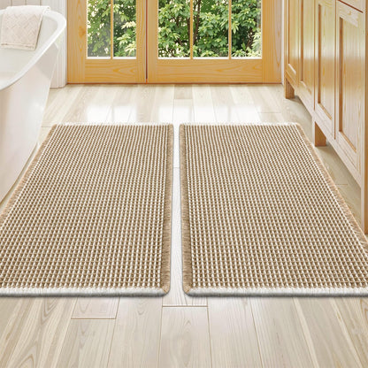 Smiry Waffle Bathroom Rugs Sets 2 Piece (30x20+24x16, Brown)