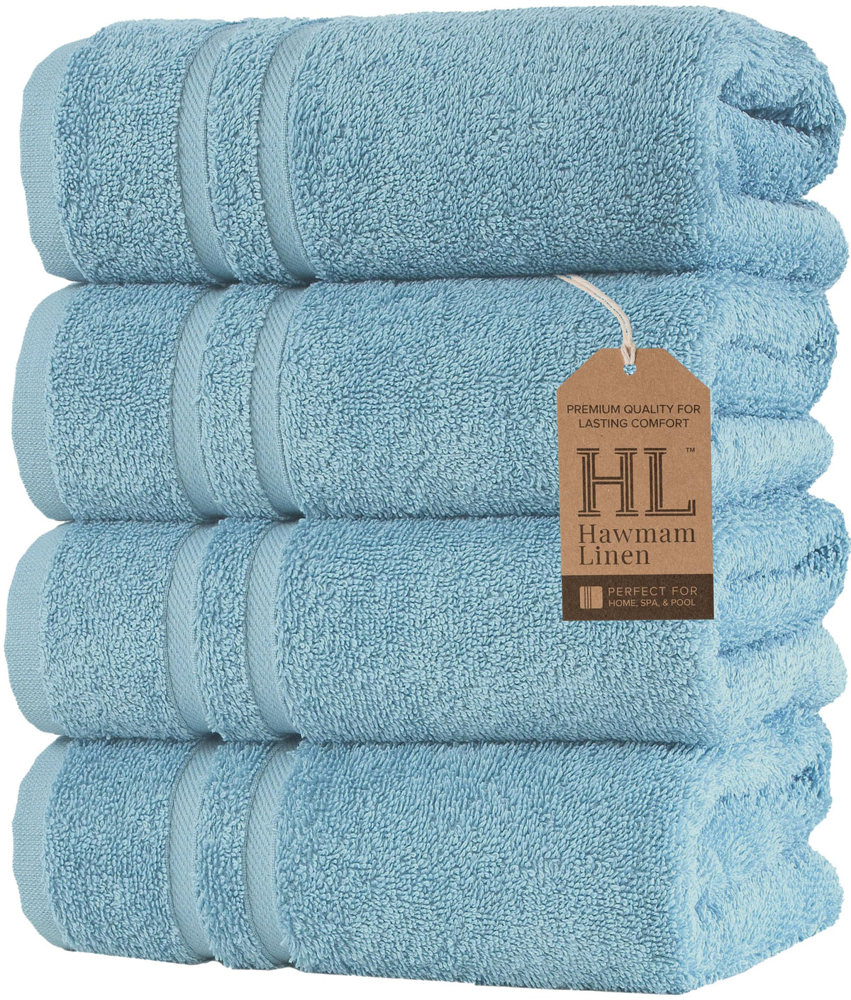 Hawmam Linen Cream 6 Piece Bath Towels Set for Bathroom Original Turkish Cotton Soft, Absorbent and Premium 2 Bath Towels, 2 Hand Towels, 2 Washcloths (Sea Salt)