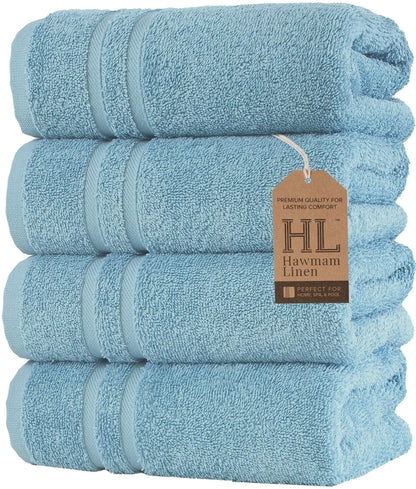 Hawmam Linen Cream 6 Piece Bath Towels Set for Bathroom Original Turkish Cotton Soft, Absorbent and Premium 2 Bath Towels, 2 Hand Towels, 2 Washcloths (Sea Salt)