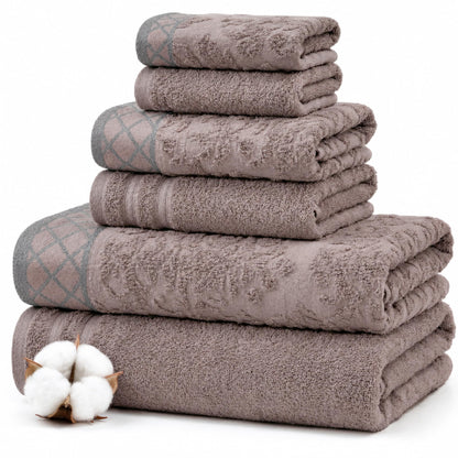 Modern Threads 6 Piece Bath Towel Set – Bathroom Towel Set with 2 Bath Towels, 2 Hand Towels & 2 Washcloths – 100% Cotton, Soft & Absorbent – Waffle (Classic Taupe)