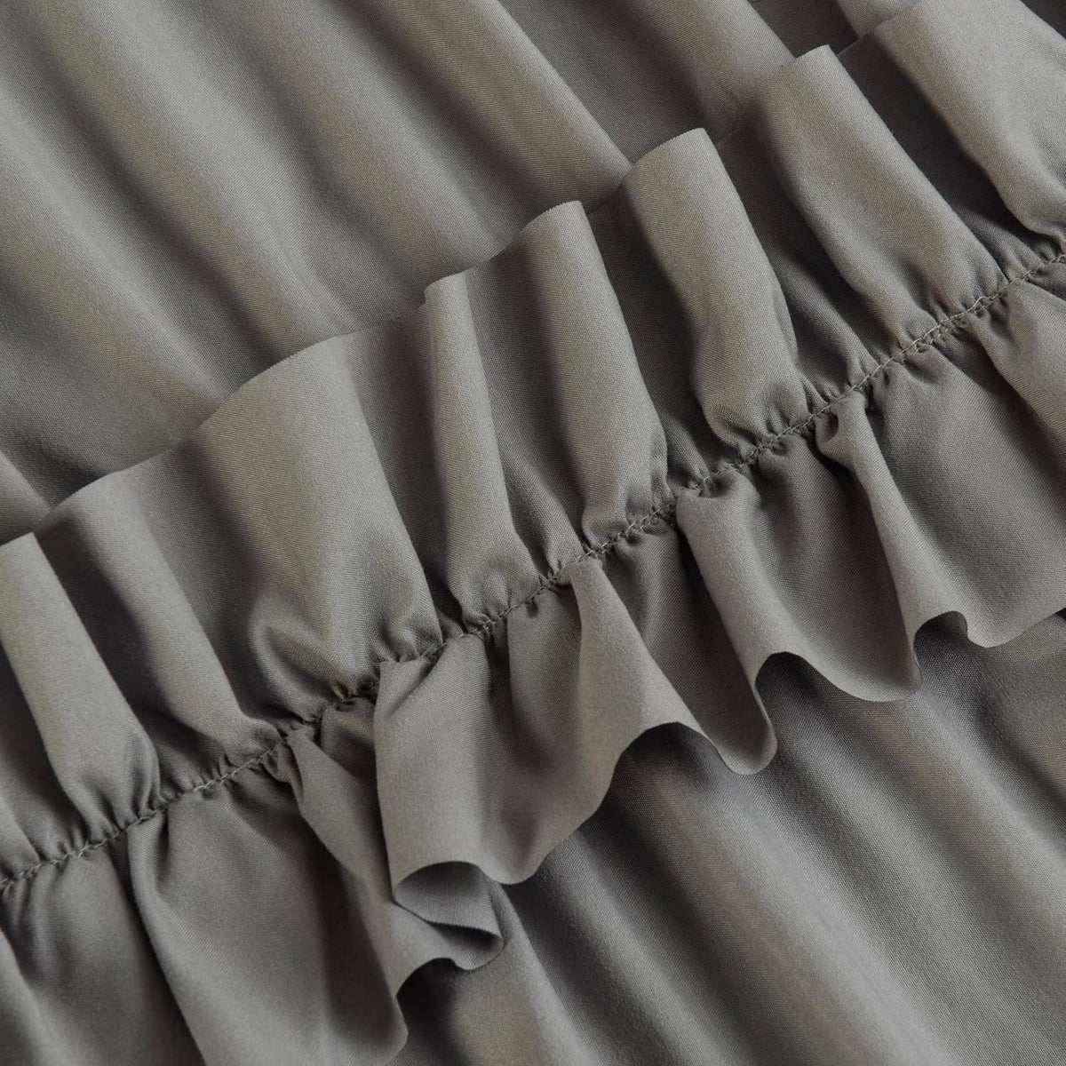 Farmhouse Ruffle Shower Curtain, Gray, 72 x 72 in