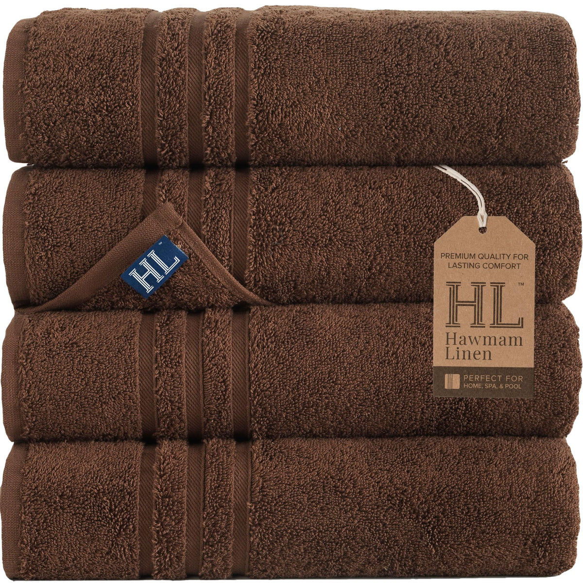 Hawmam Linen Cream 6 Piece Bath Towels Set for Bathroom Original Turkish Cotton Soft, Absorbent and Premium 2 Bath Towels, 2 Hand Towels, 2 Washcloths (Sea Salt)